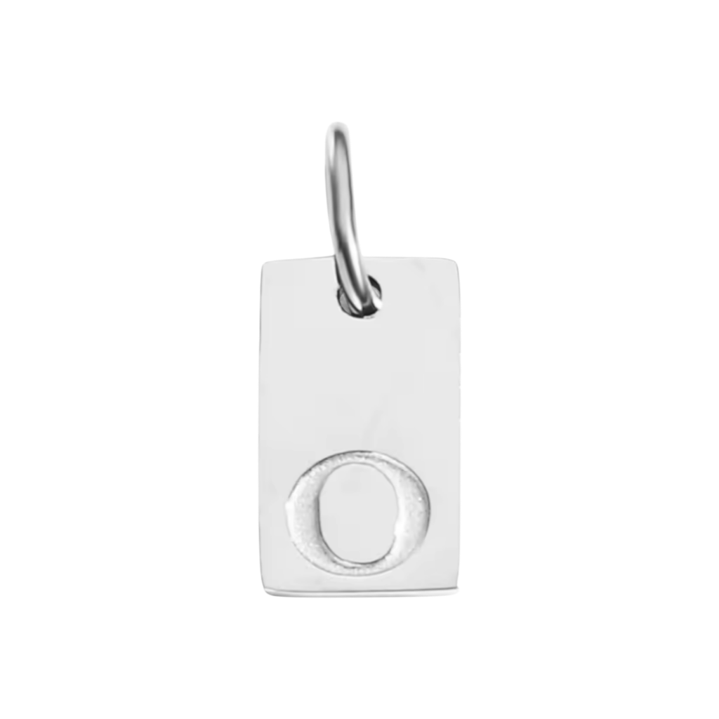 Small Silver Rectangle Stamped Initial Collection