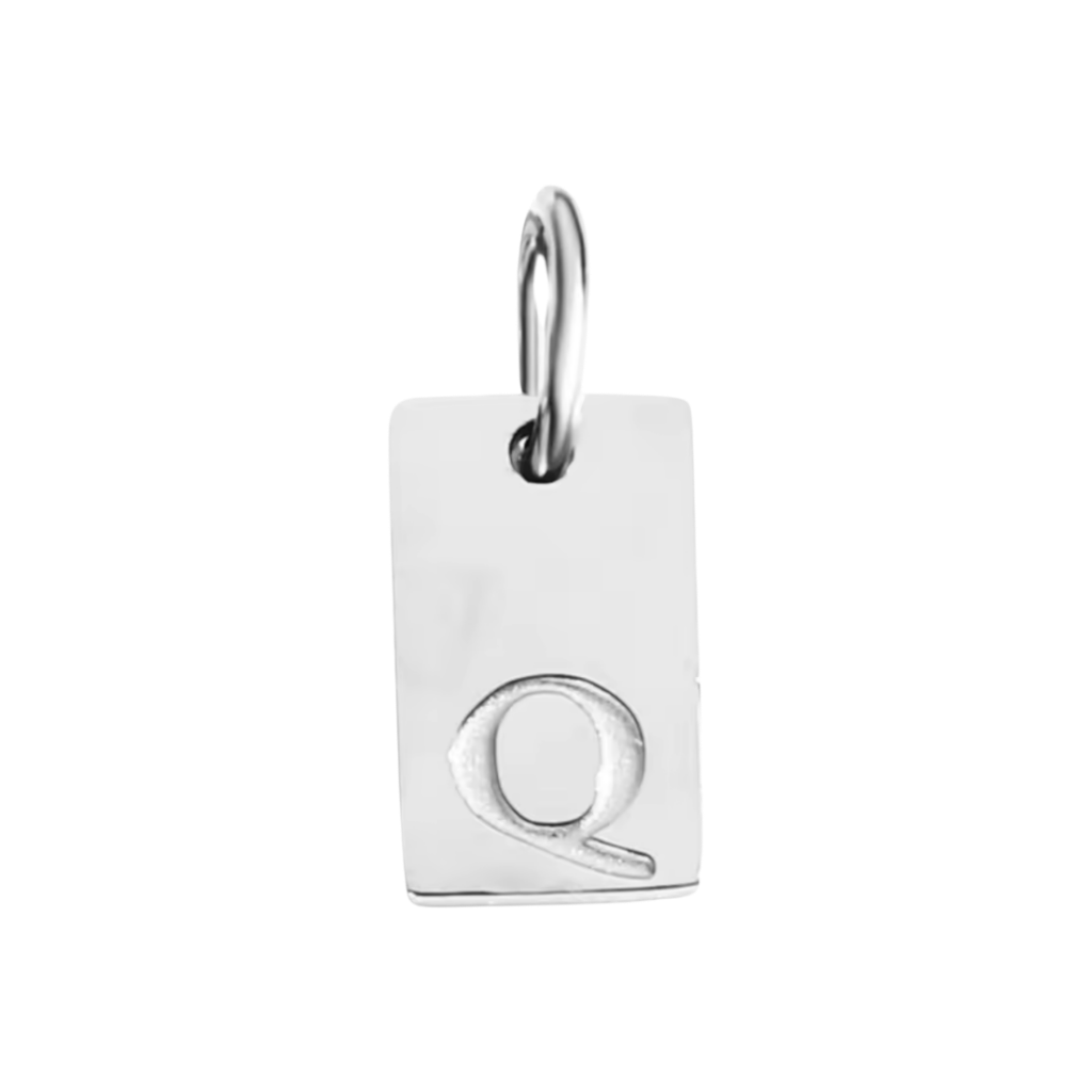 Small Silver Rectangle Stamped Initial Collection
