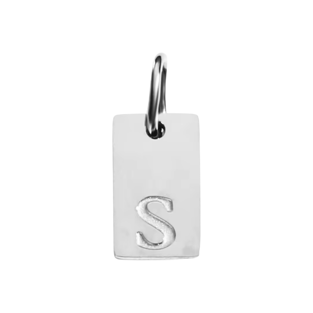 Small Silver Rectangle Stamped Initial Collection