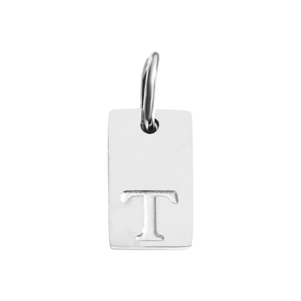 Small Silver Rectangle Stamped Initial Collection