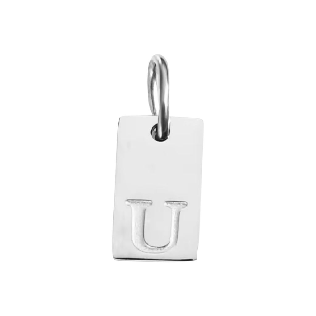 Small Silver Rectangle Stamped Initial Collection