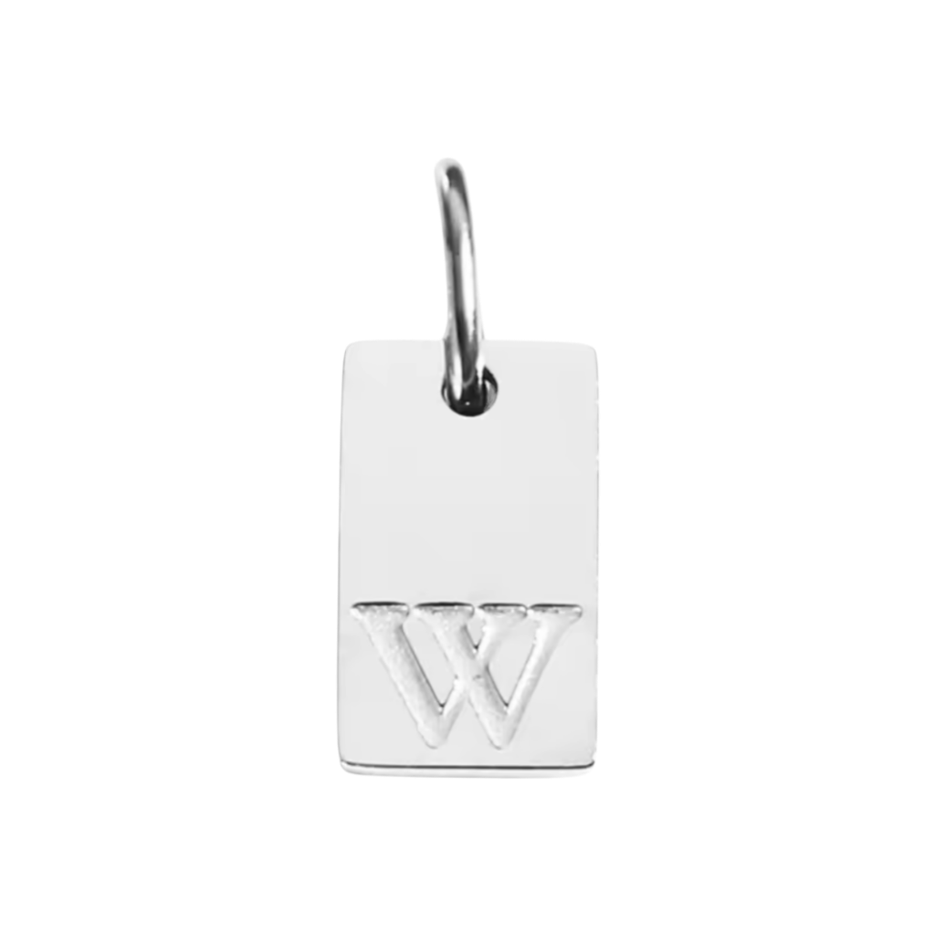 Small Silver Rectangle Stamped Initial Collection