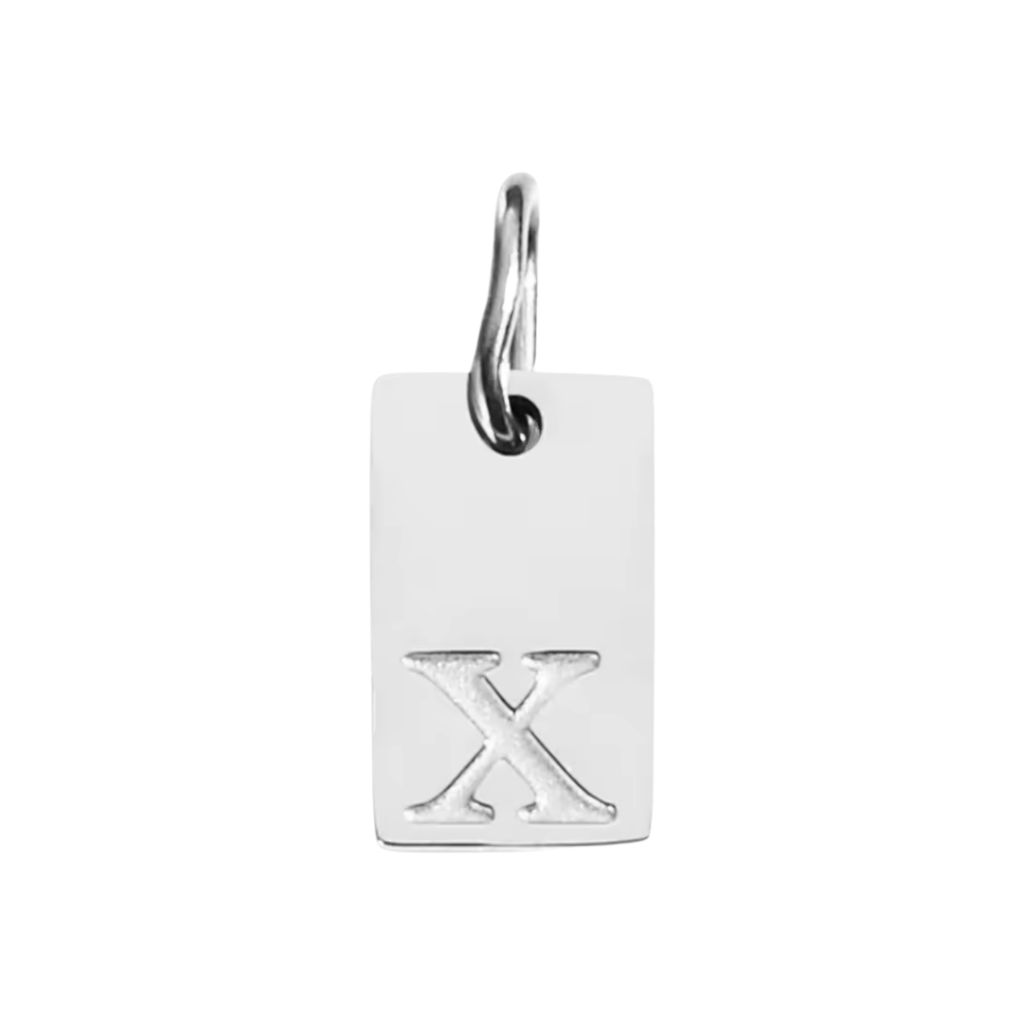 Small Silver Rectangle Stamped Initial Collection