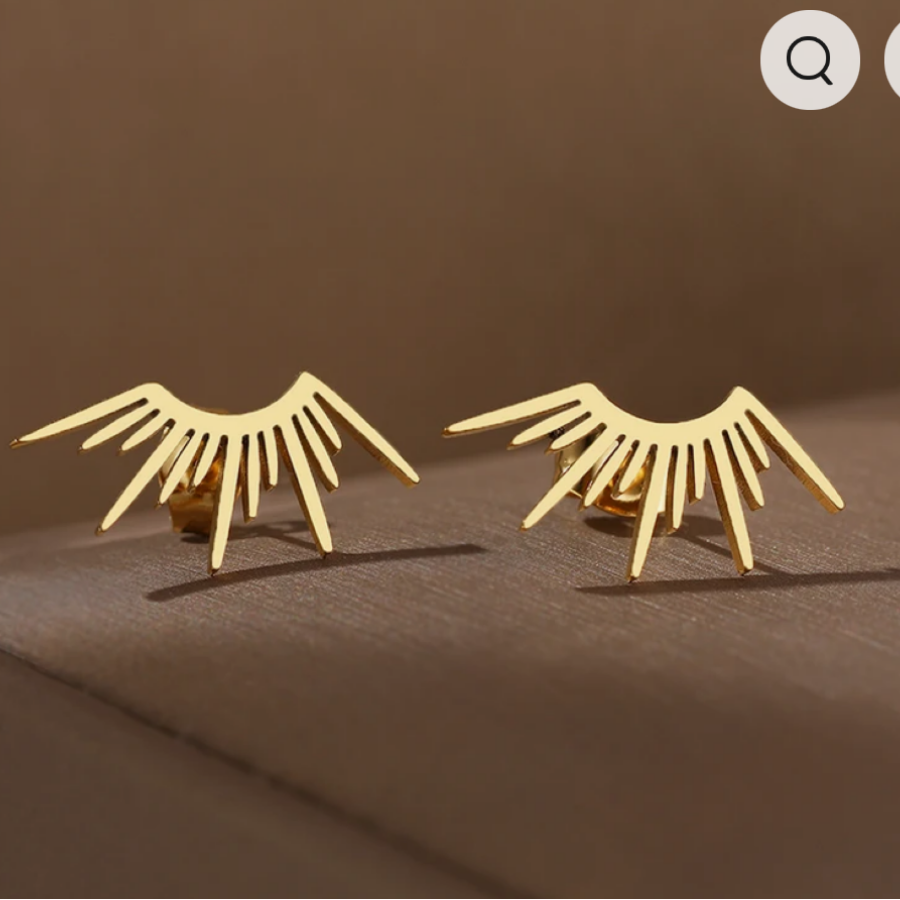Gold Sun Beam Earrings