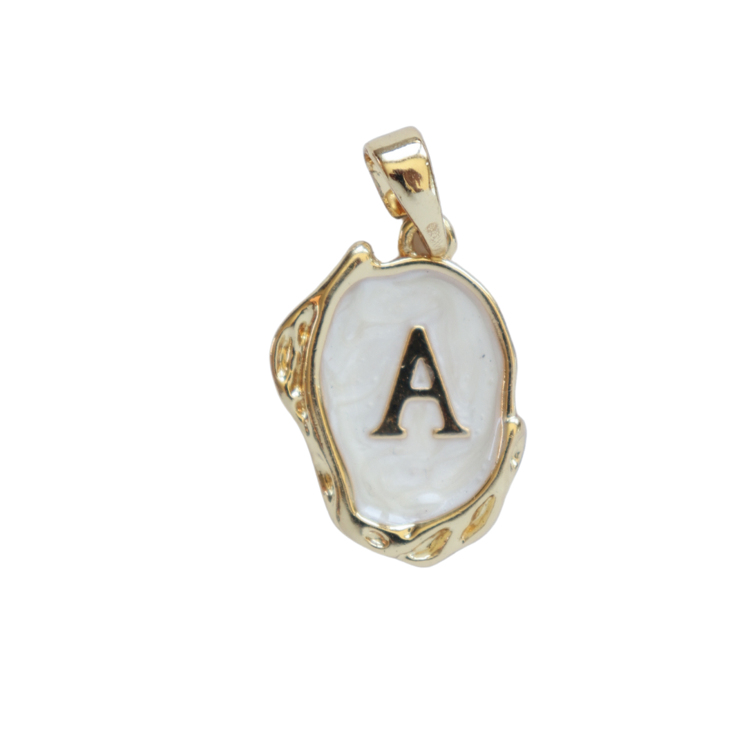Gold and White Pendant Initial Collection