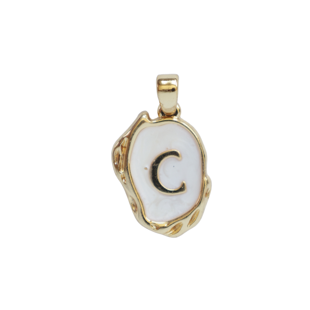 Gold and White Pendant Initial Collection