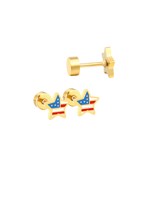 Gold American Star Flat Back Studs