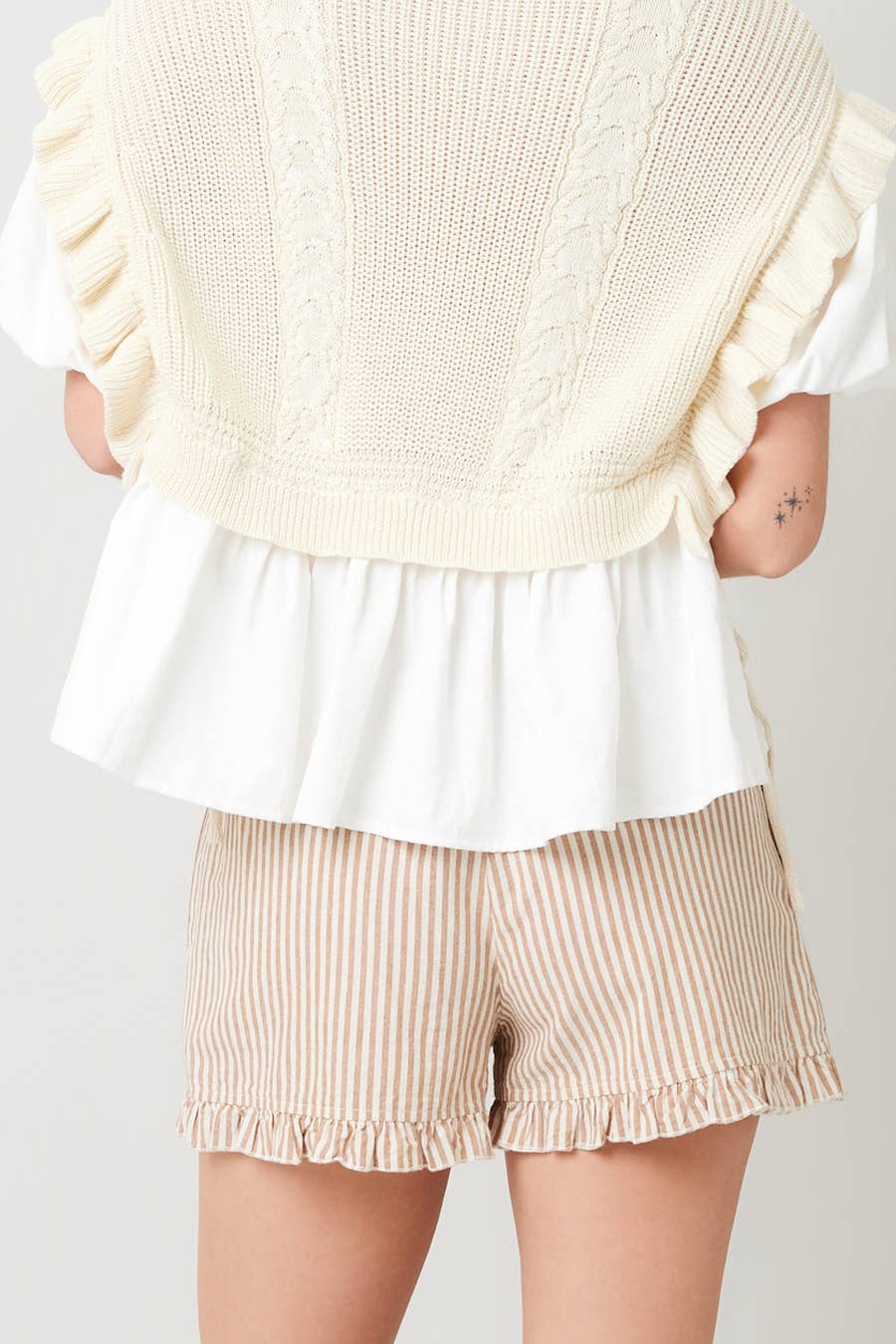IM8278 - Striped Cotton Ruffle Shorts: BLUE / S-M-L (3-2-1)