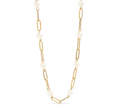Pearl Paperclip Chain Necklace