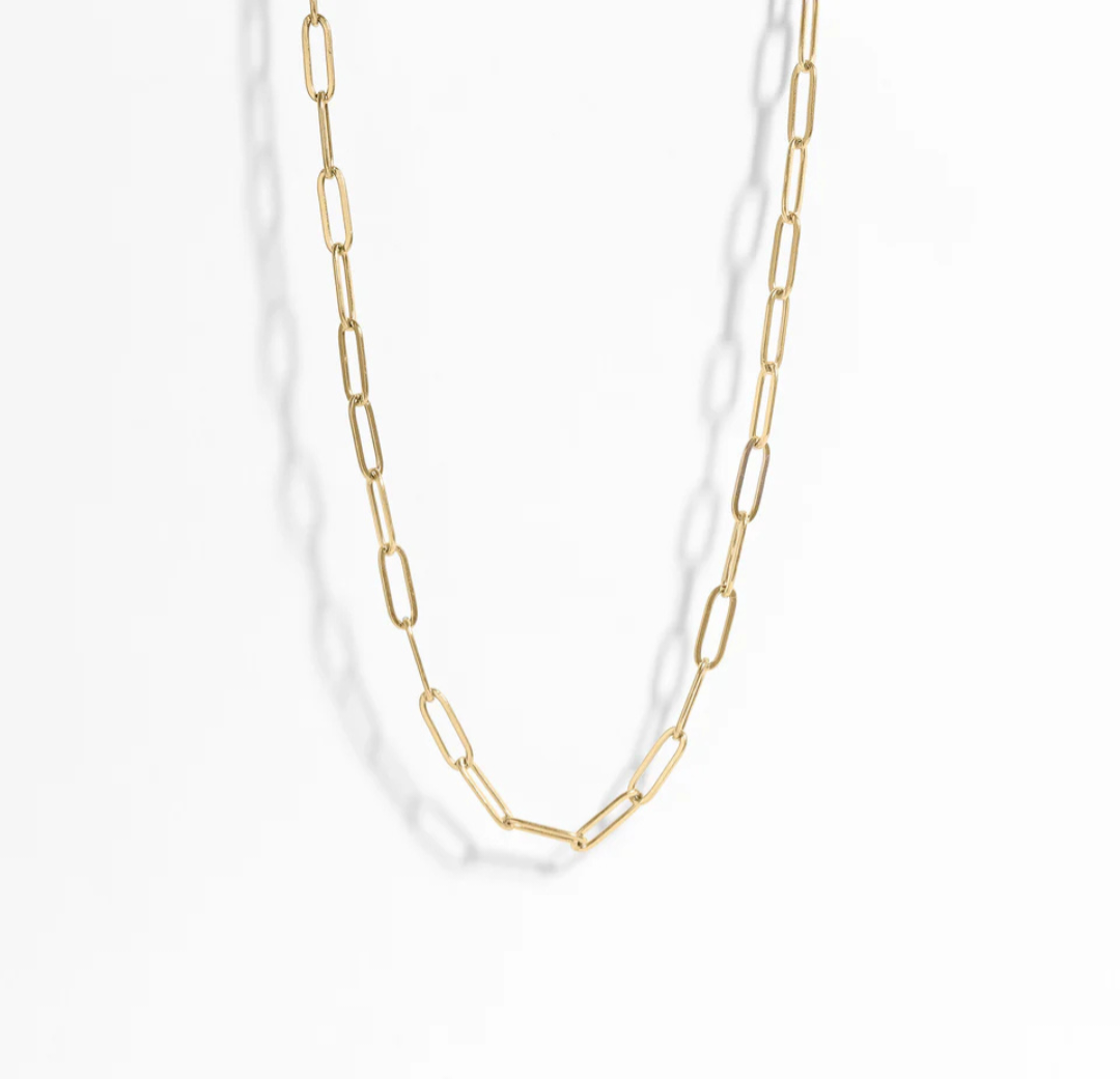 2.5mm Gold Paperclip Chain Necklace