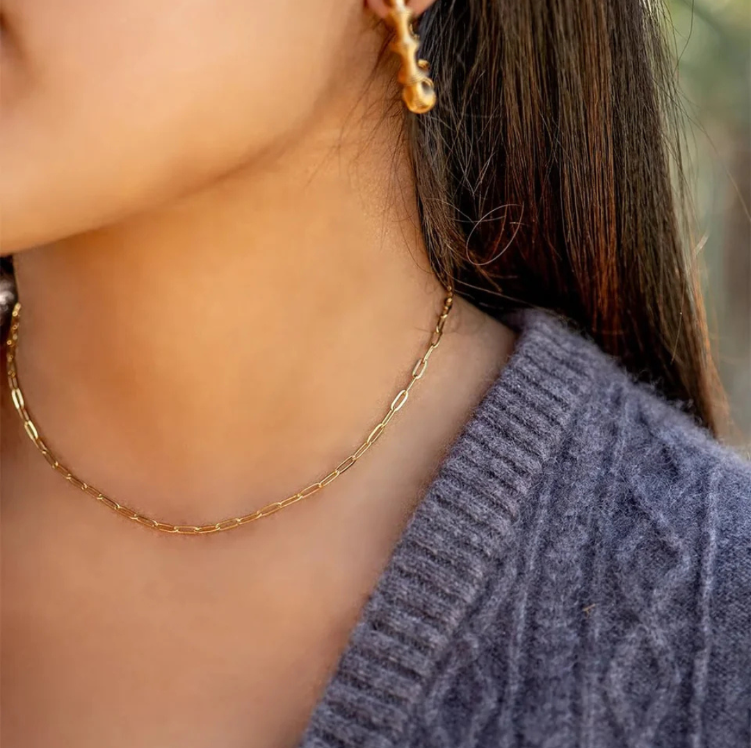 2.5mm Silver Paperclip Chain Necklace