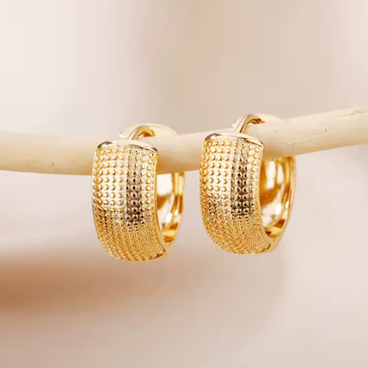 Gold Textured Huggie Earrings
