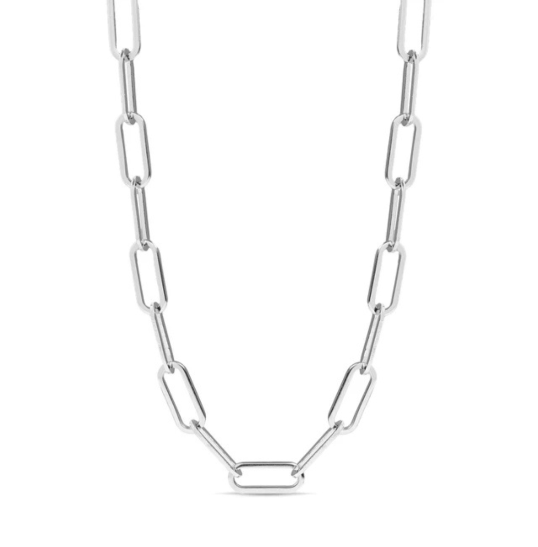 2.5mm Silver Paperclip Chain Necklace