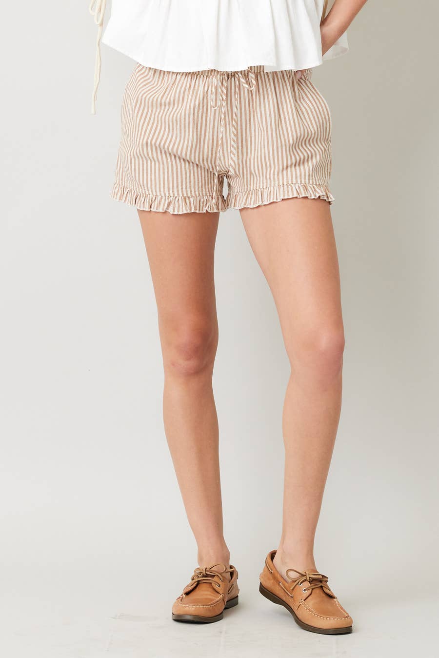 IM8278 - Striped Cotton Ruffle Shorts: BLUE / S-M-L (3-2-1)