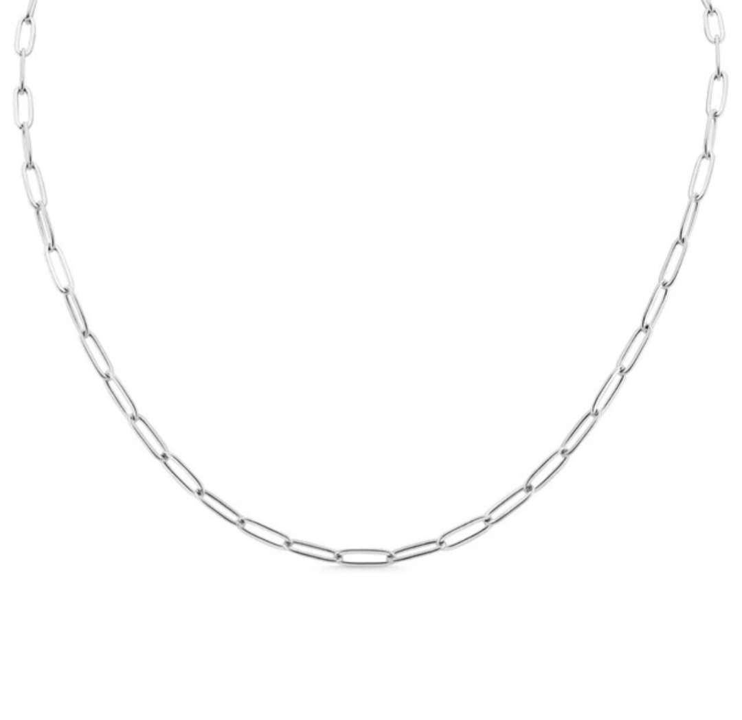 2.5mm Silver Paperclip Chain Necklace
