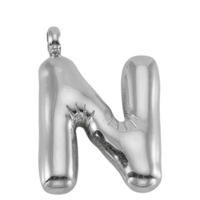 Large Silver Bubble Letter Collection - 'N' Silver Large Bubble Letter