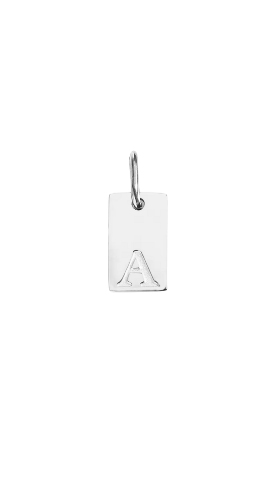 Small Silver Rectangle Stamped Initial Collection