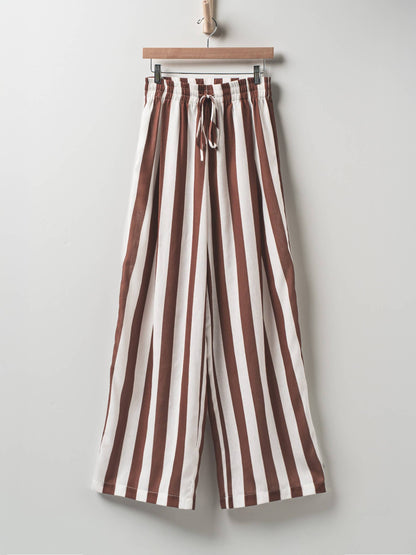 Breezy Linen-Blend Striped Wide-Leg Pants: GREEN / S-2/M-2/L-2