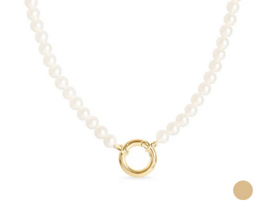 Pearl Necklace Gold Charm Keeper