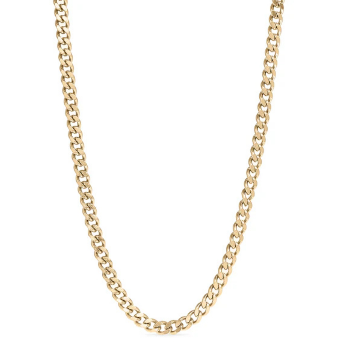 Gold Diamond Cut Curb Chain Necklace
