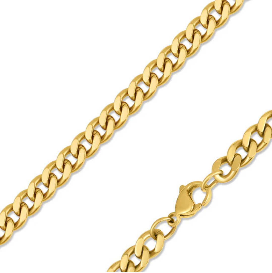 Gold Diamond Cut Curb Chain Necklace