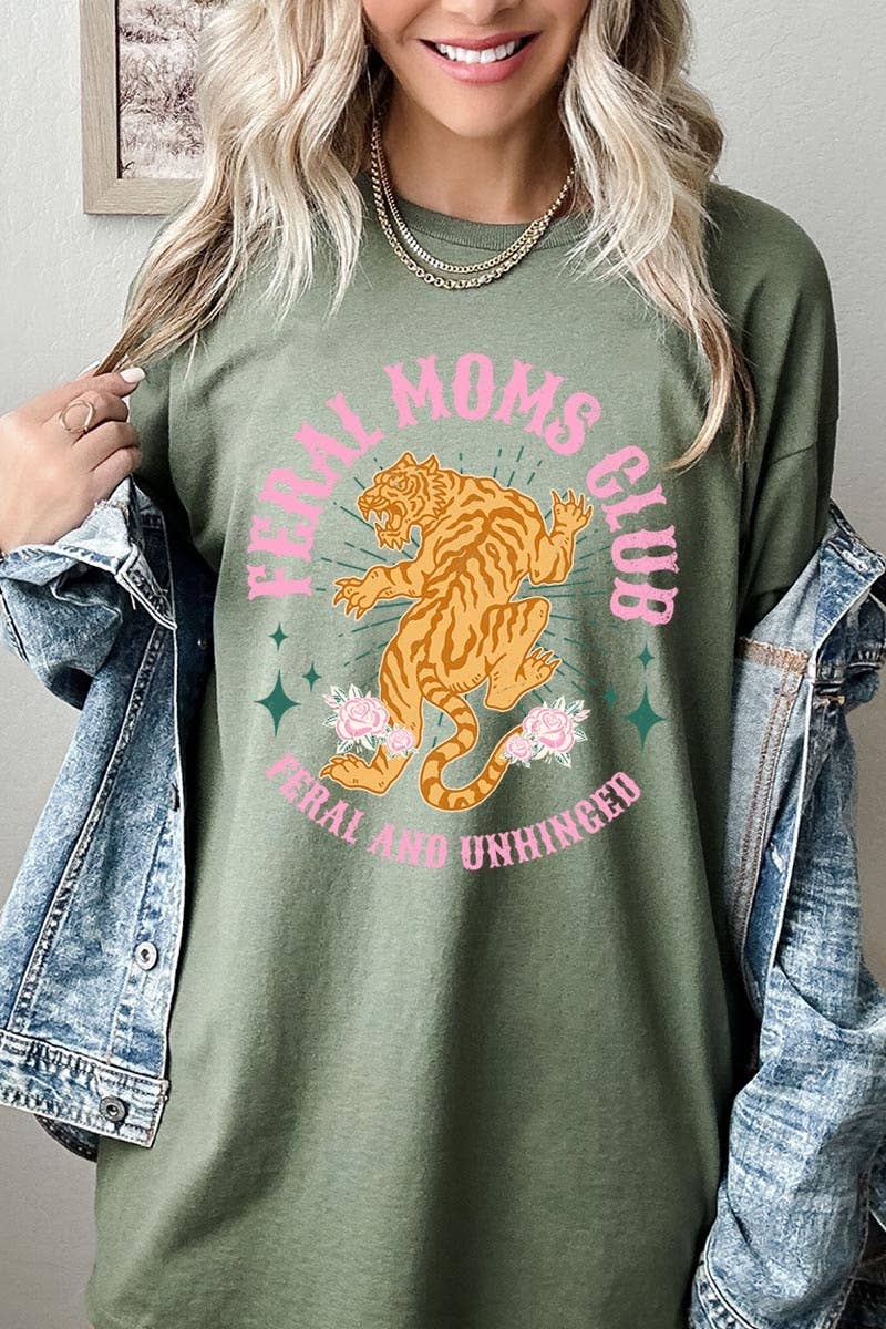 Feral Mama Club Graphic Heavy Cotton Tee: BLACK / L