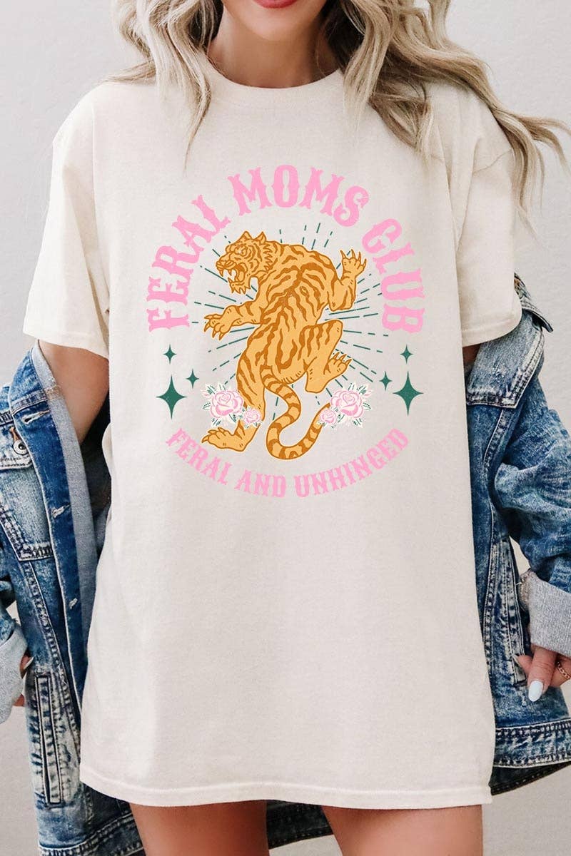 Feral Mama Club Graphic Heavy Cotton Tee: BLACK / L