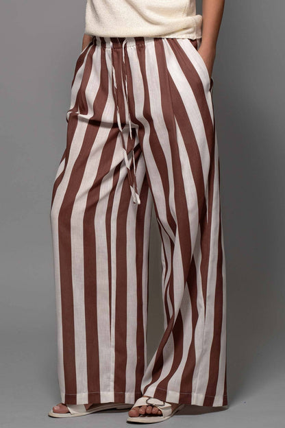 Breezy Linen-Blend Striped Wide-Leg Pants: GREEN / S-2/M-2/L-2
