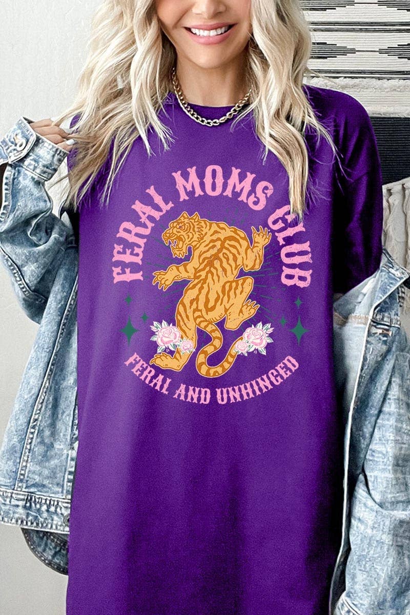 Feral Mama Club Graphic Heavy Cotton Tee: BLACK / M