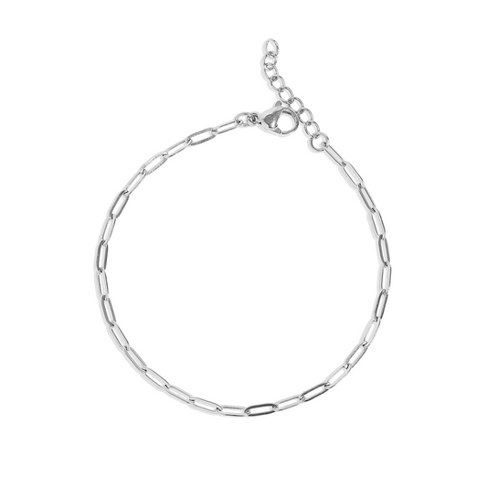 2.5mm Silver Paperclip Chain Bracelet