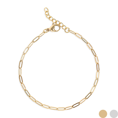 2.5mm Gold Paperclip Chain Bracelet
