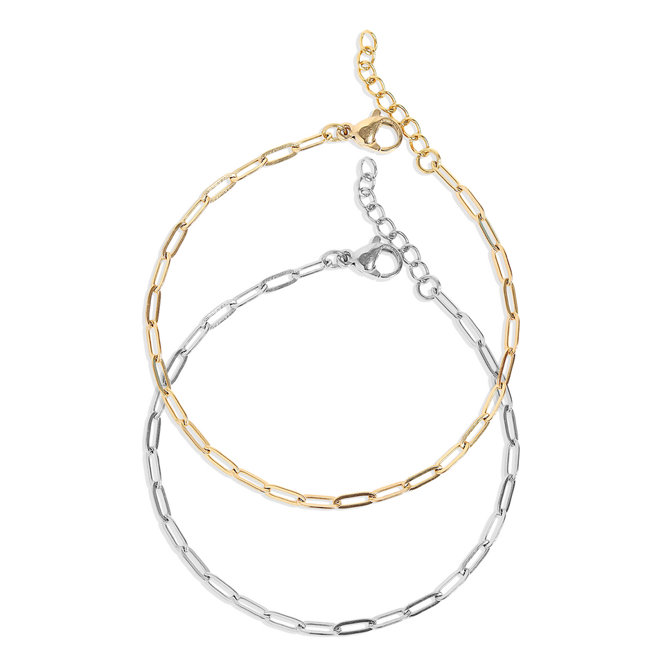 2.5mm Gold Paperclip Chain Bracelet