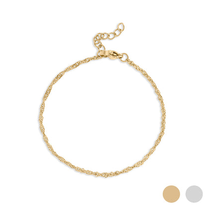 Silver Singapore Chain Bracelet