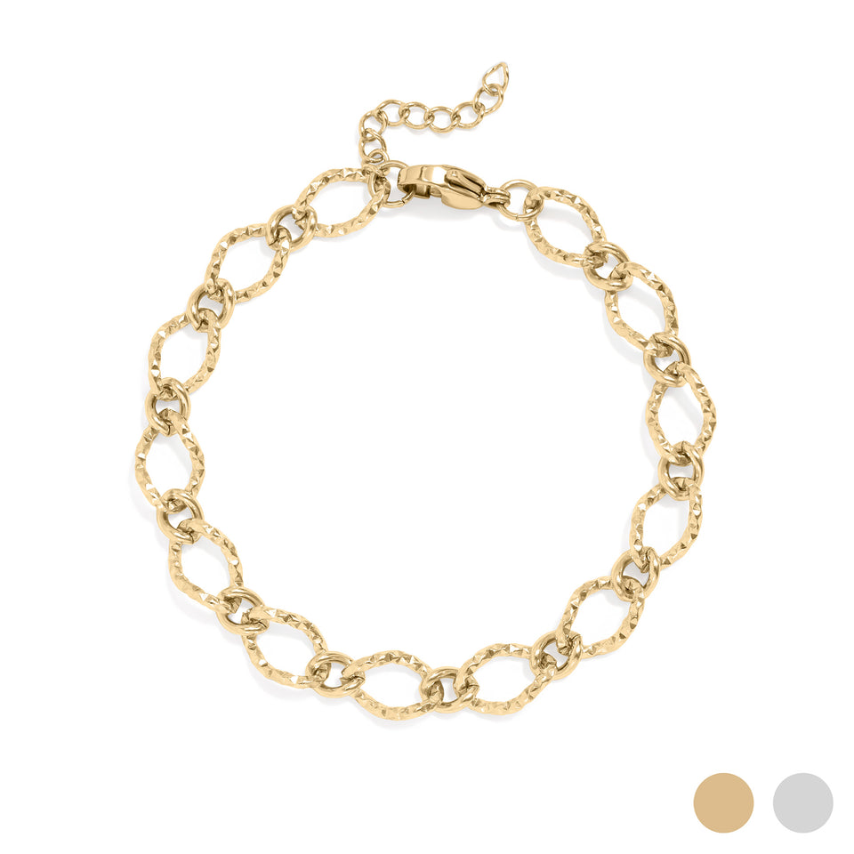 Hammered Oval Chain Bracelet