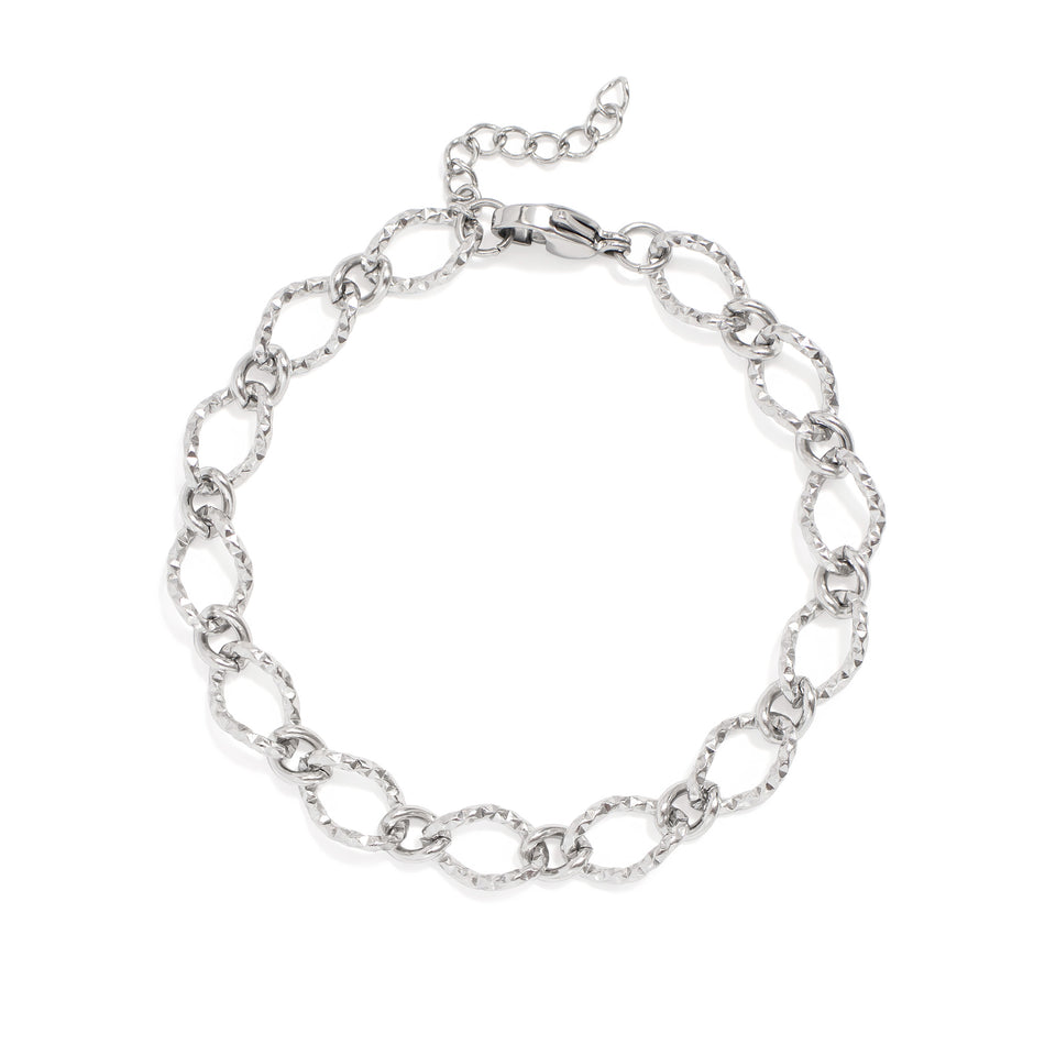 Hammered Oval Chain Bracelet
