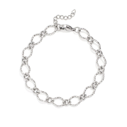 Hammered Oval Chain Bracelet