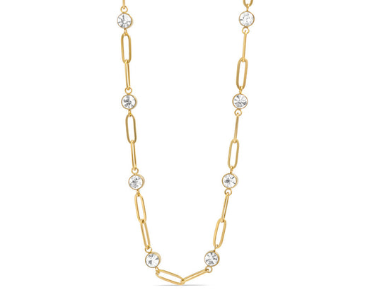 Paperclip Chain and Crystal Stone Necklace