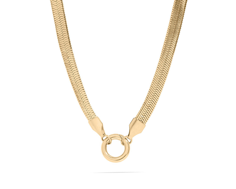 Gold Herringbone Carabiner Necklace