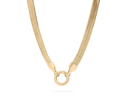 Gold Herringbone Carabiner Necklace