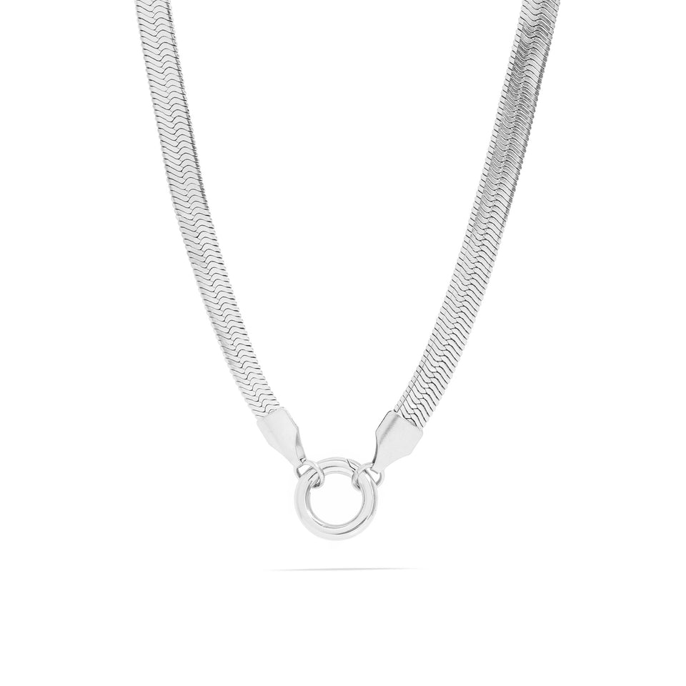 Gold Herringbone Carabiner Necklace