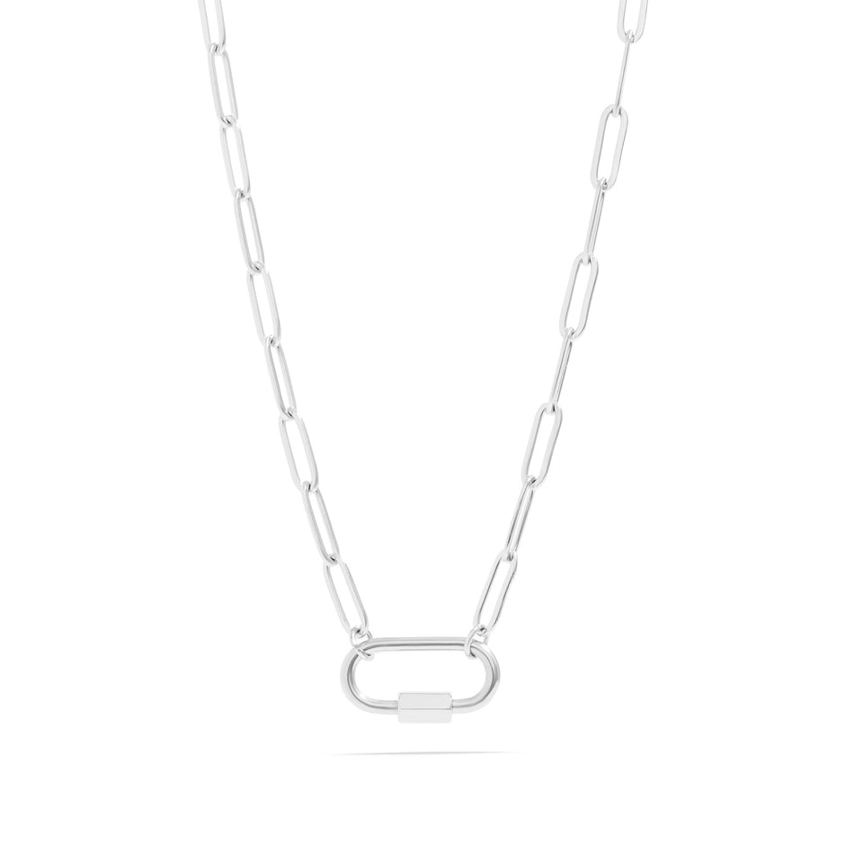 Silver Paperclip Carabiner Necklace