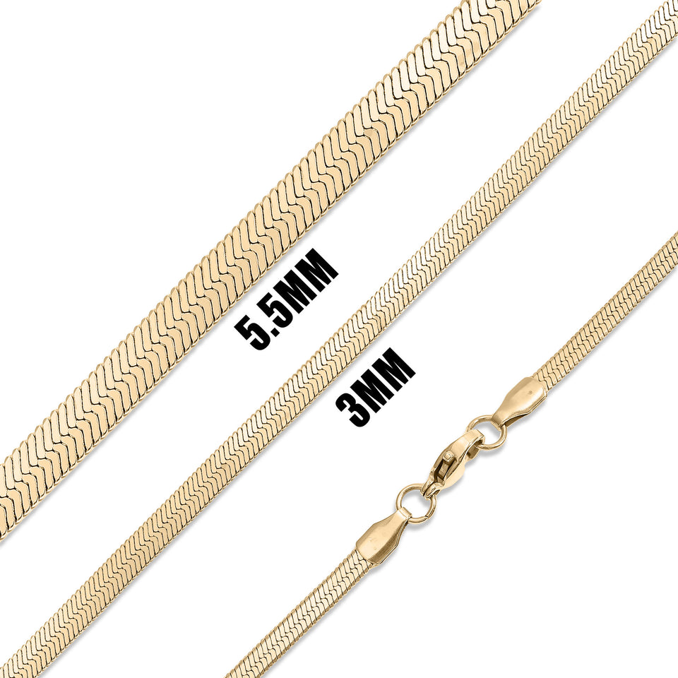 Gold Herringbone Chain Necklace