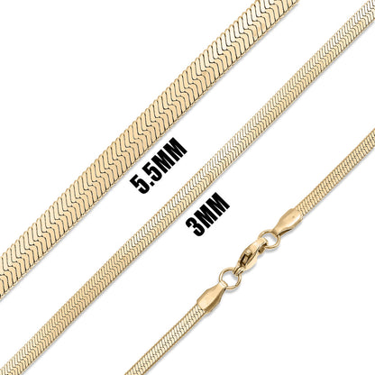 Gold Herringbone Chain Necklace
