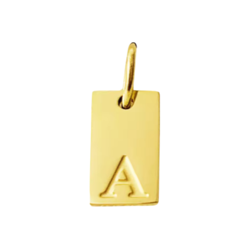 Small Gold Rectangle Stamped Initial Collection