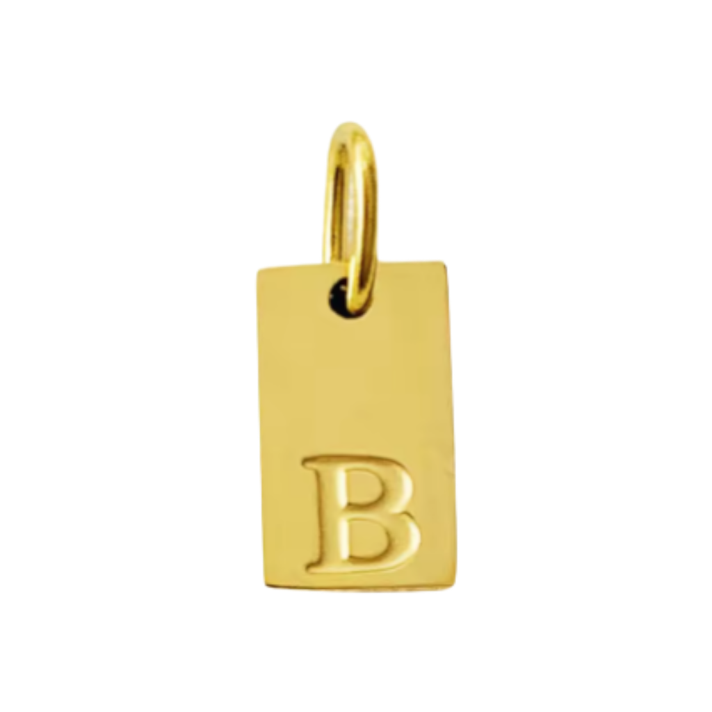 Small Gold Rectangle Stamped Initial Collection