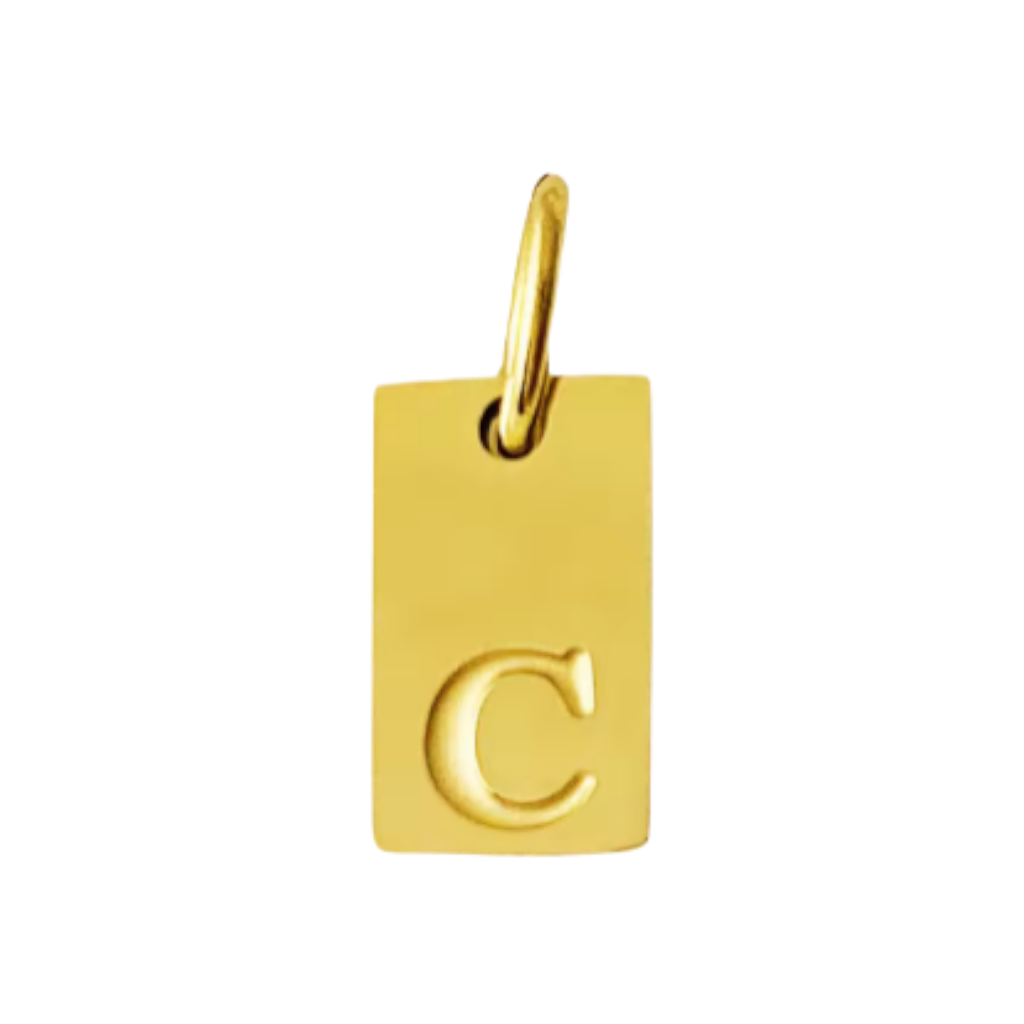 Small Gold Rectangle Stamped Initial Collection