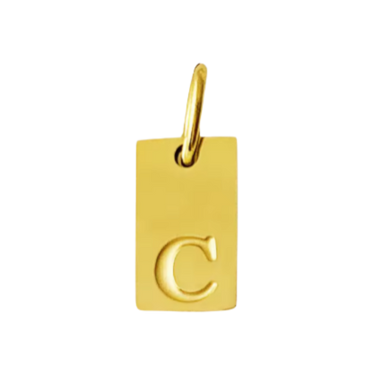 Small Gold Rectangle Stamped Initial Collection