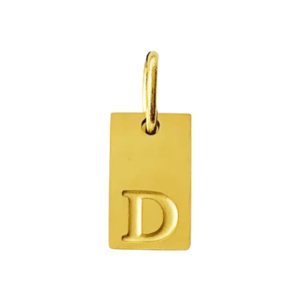Small Gold Rectangle Stamped Initial Collection