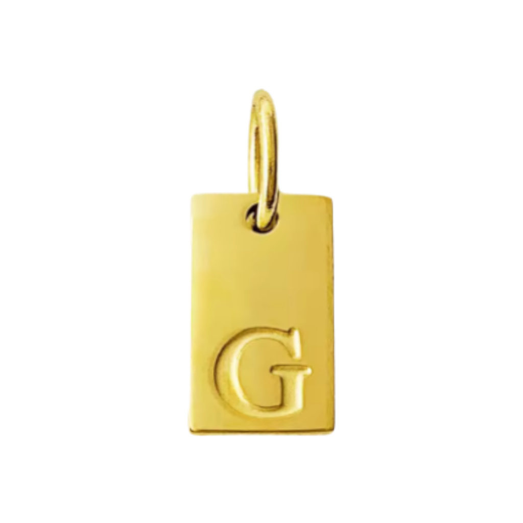 Small Gold Rectangle Stamped Initial Collection