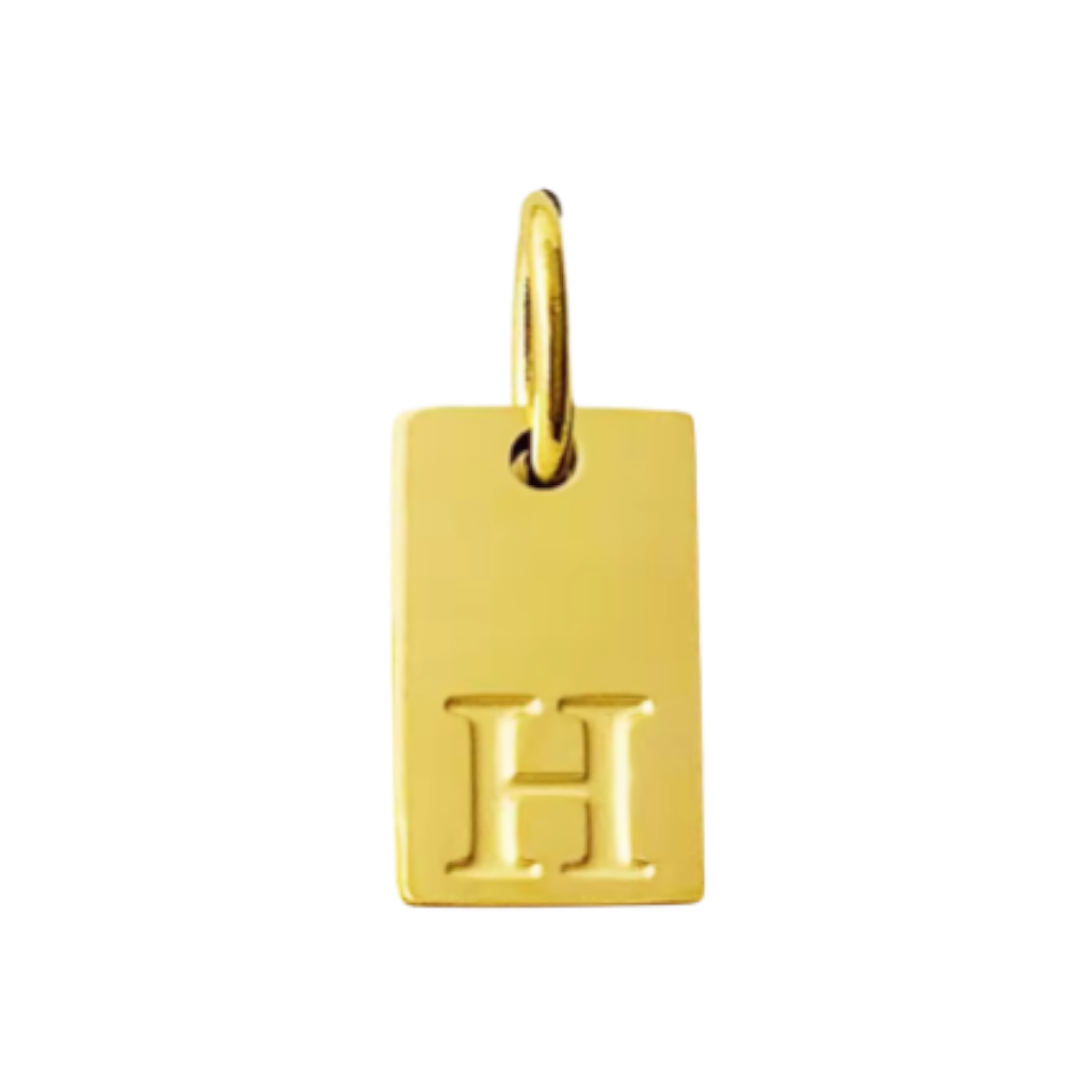 Small Gold Rectangle Stamped Initial Collection